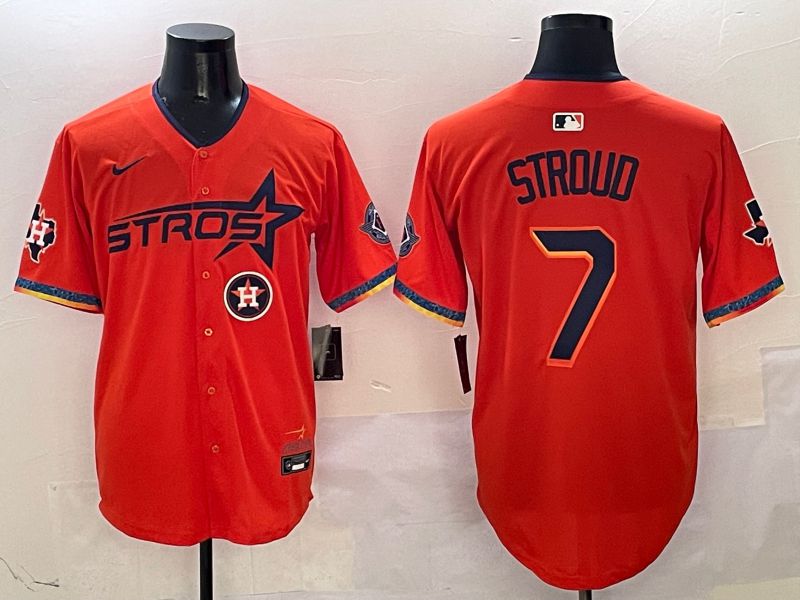 Men Houston Astros #7 Stroud Orange Fourth generation Joint Name Nike 2025 MLB Jersey style 7->houston astros->MLB Jersey